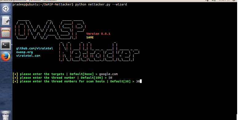OWASP Nettacker wizard screenshot