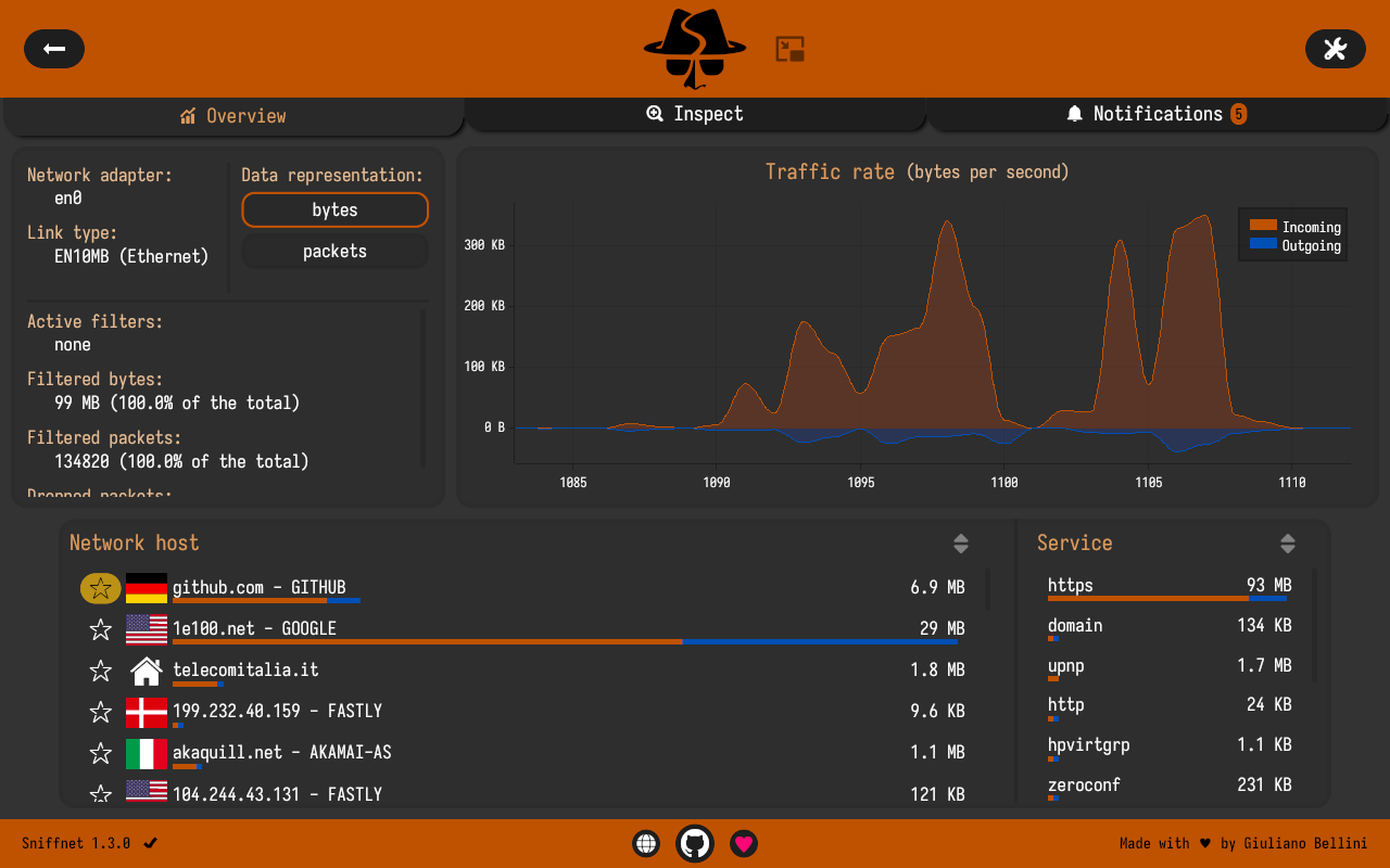 Sniffnet screenshot